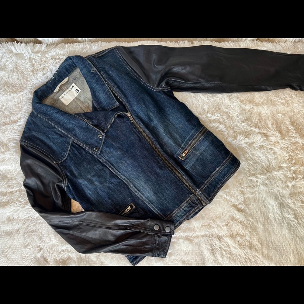 rag & bone Denim and Leather Jacket